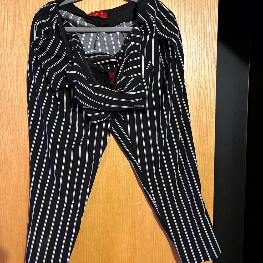 Two piece pint stripe palazzo crop top and pantsuit/ small